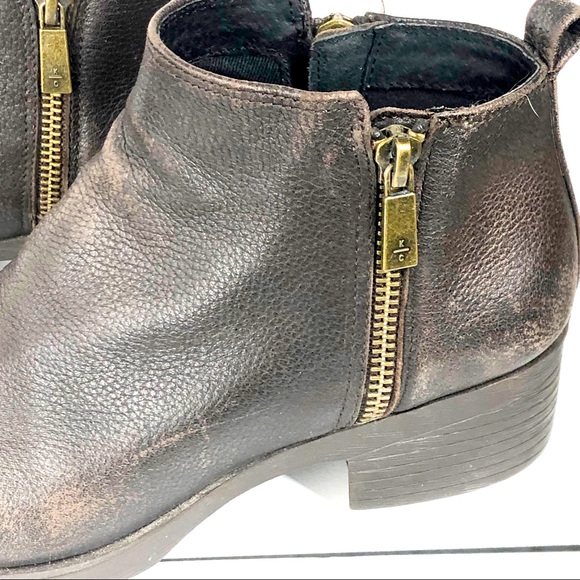 KENNETH COLE brown LEVON ankle booties boots Double zippers SIZE 6.5 M - Picture 3 of 10